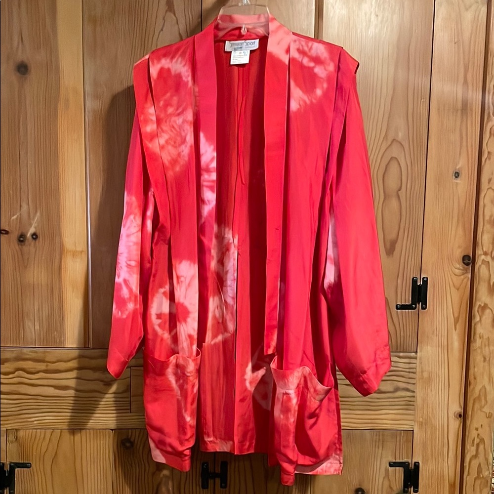 Vibrant Red Tie-Dye Kimono